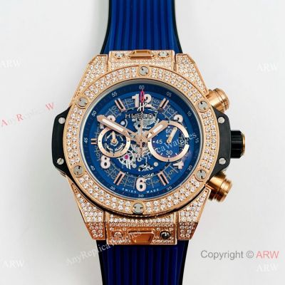 High Quality Replica Watches Hublot Big Bang Unico Iced Out Rose Gold Chrono watches 42mm
